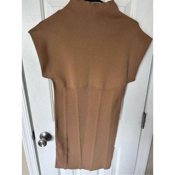 Anthropologie Mock-Neck Cap-Sleeve Mini Dress Size S NWT - Picture 3 of 7